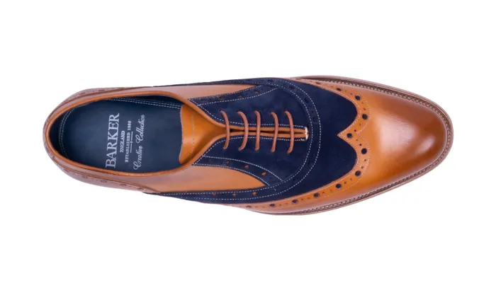 Abingdon 8211 Cedar CalfNavy Suede Men Barker Shoes Mens Oxfords
