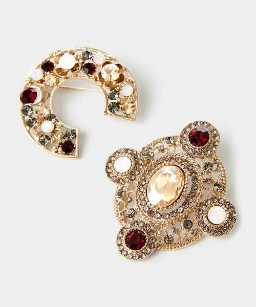 Accessories and Jewellery Apparel A Touch Of Vintage Brooch Set Gold Multi Joebrowns