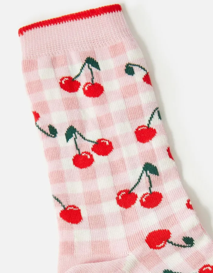 Accessorize All Over Cherry Print Socks Women Socks and Tights