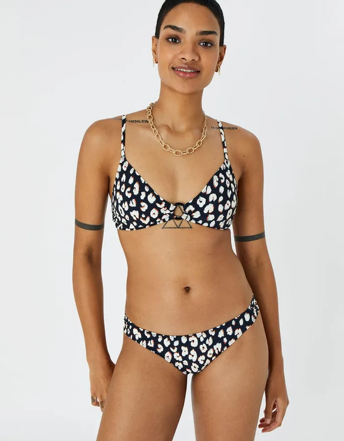 Accessorize Animal Print Bikini Briefs Black Black White Women Bikinis