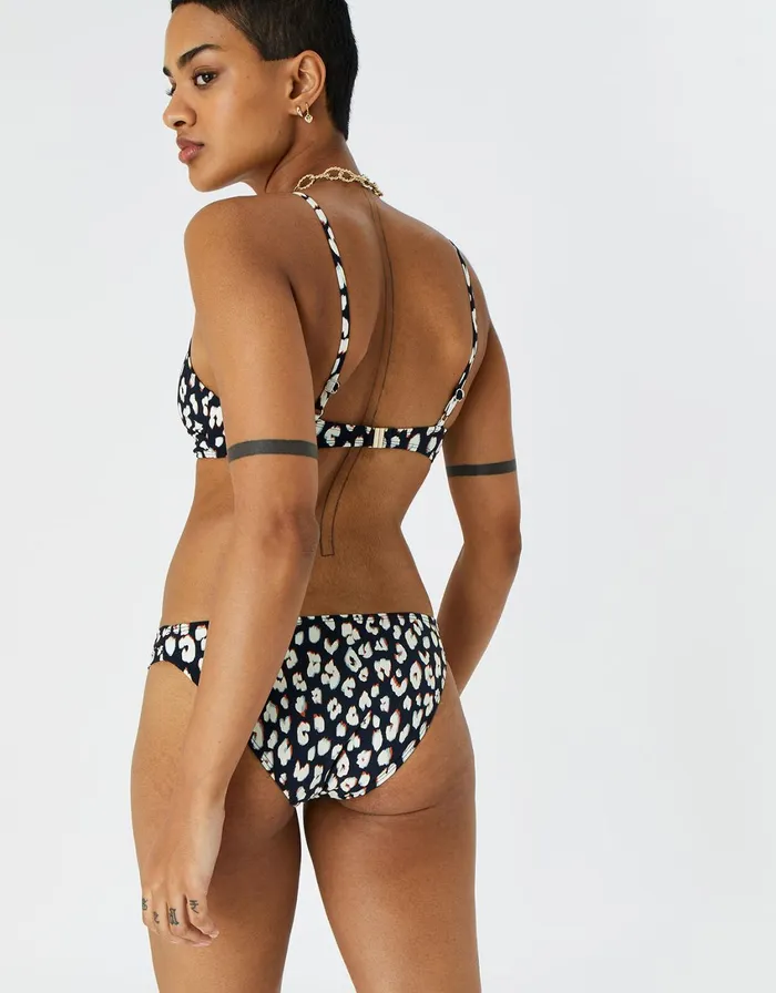 Accessorize Animal Print Bikini Briefs Black Black White Women Bikinis