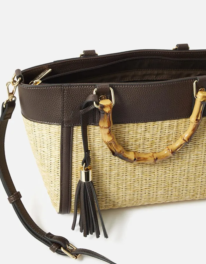 Accessorize Bamboo Handheld Bag Women Top Handle Bags