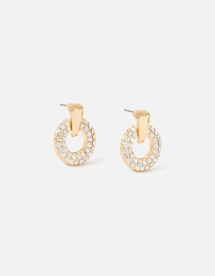 Accessorize Blue Harvest Pave Diamante Doorknocker Earrings Women Earrings