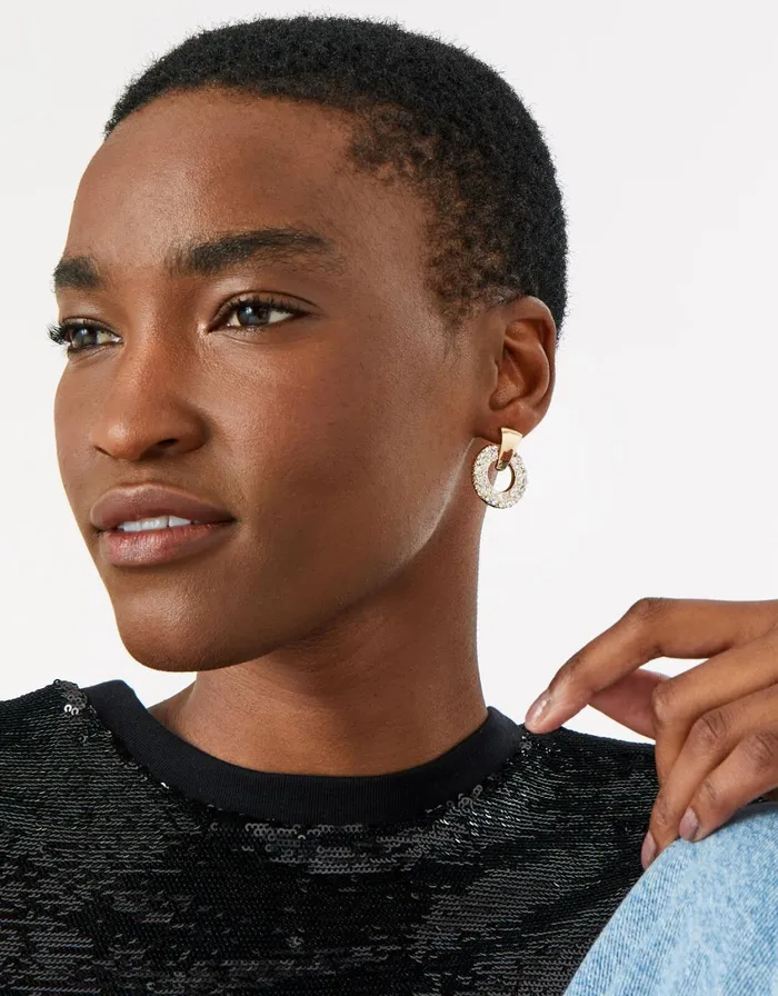 Accessorize Blue Harvest Pave Diamante Doorknocker Earrings Women Earrings