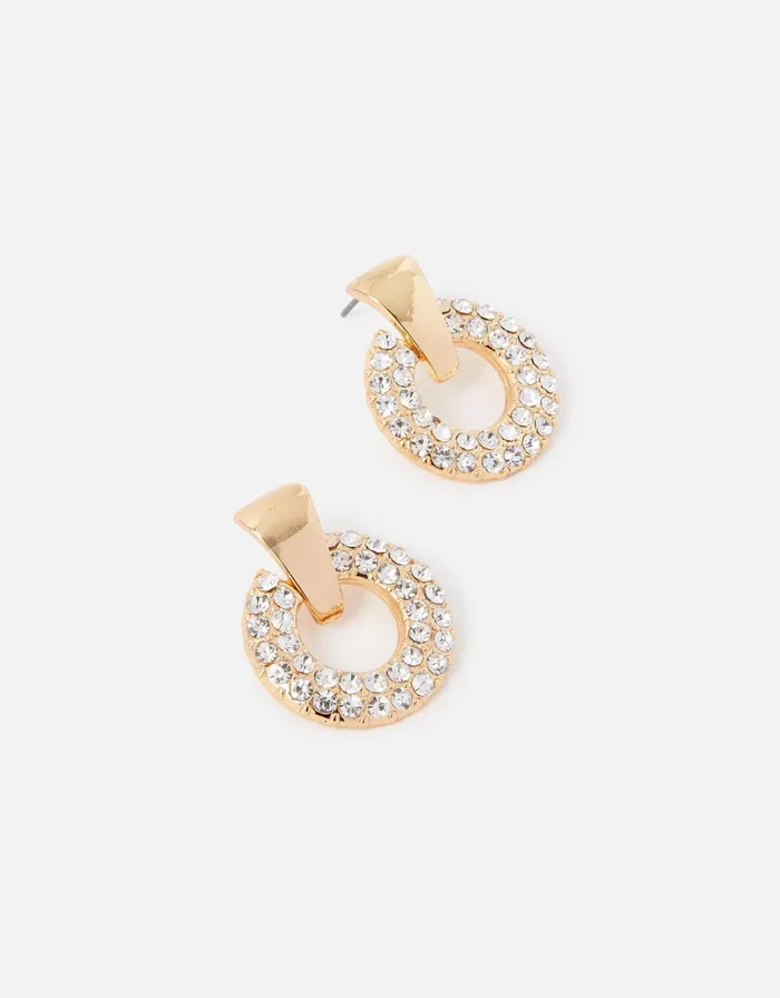 Accessorize Blue Harvest Pave Diamante Doorknocker Earrings Women Earrings