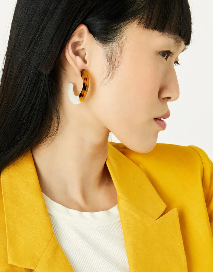 Accessorize Blue Harvest Tortoiseshell Pearlescent Hoops Women Earrings