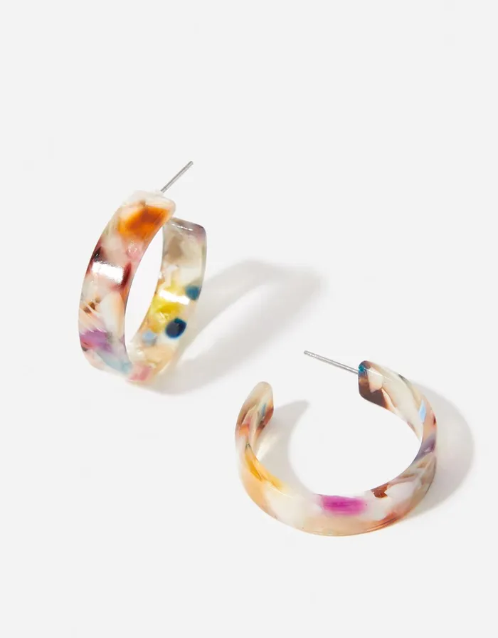 Accessorize Blue Harvest Tortoiseshell Pearlescent Hoops Women Earrings