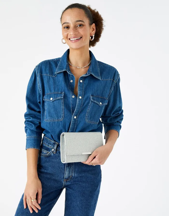Accessorize Box Clutch Bag Silver Silver Women Clutch Bags