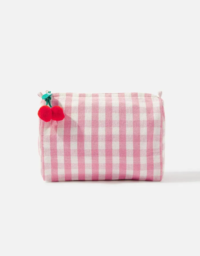 Accessorize Cherry Charm Gingham Washbag Women Travel Bags