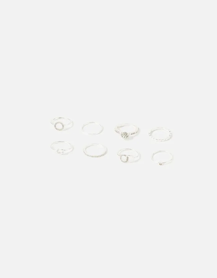 Accessorize Circle Ring Multipack White Crystal Women Rings