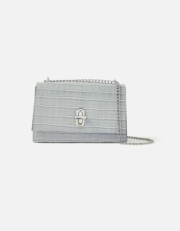 Accessorize Croc Lock Shoulder Bag Grey Grey Women Shoulder Bags
