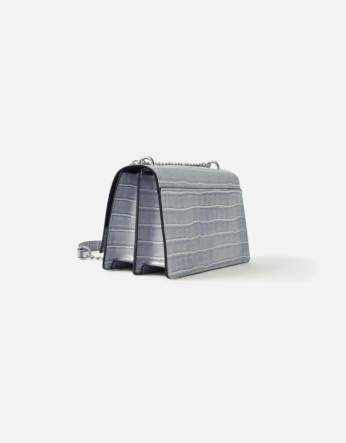 Accessorize Croc Lock Shoulder Bag Grey Grey Women Shoulder Bags