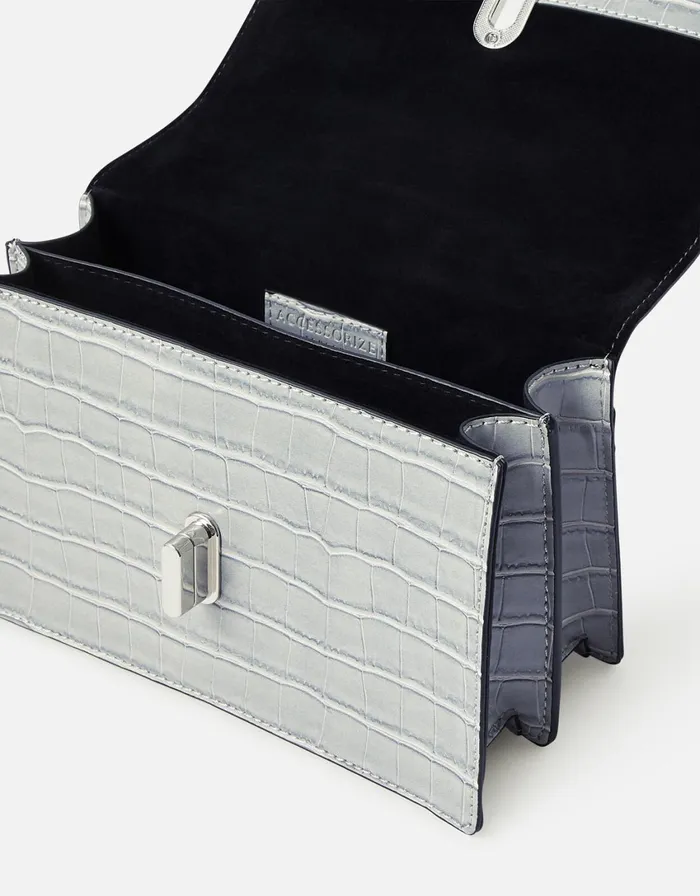 Accessorize Croc Lock Shoulder Bag Grey Grey Women Shoulder Bags