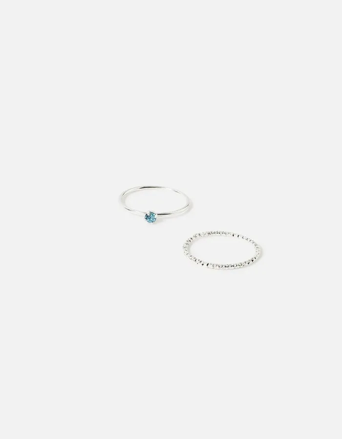 Accessorize Crystal Ring Stacking Set Blue Blue Women Rings