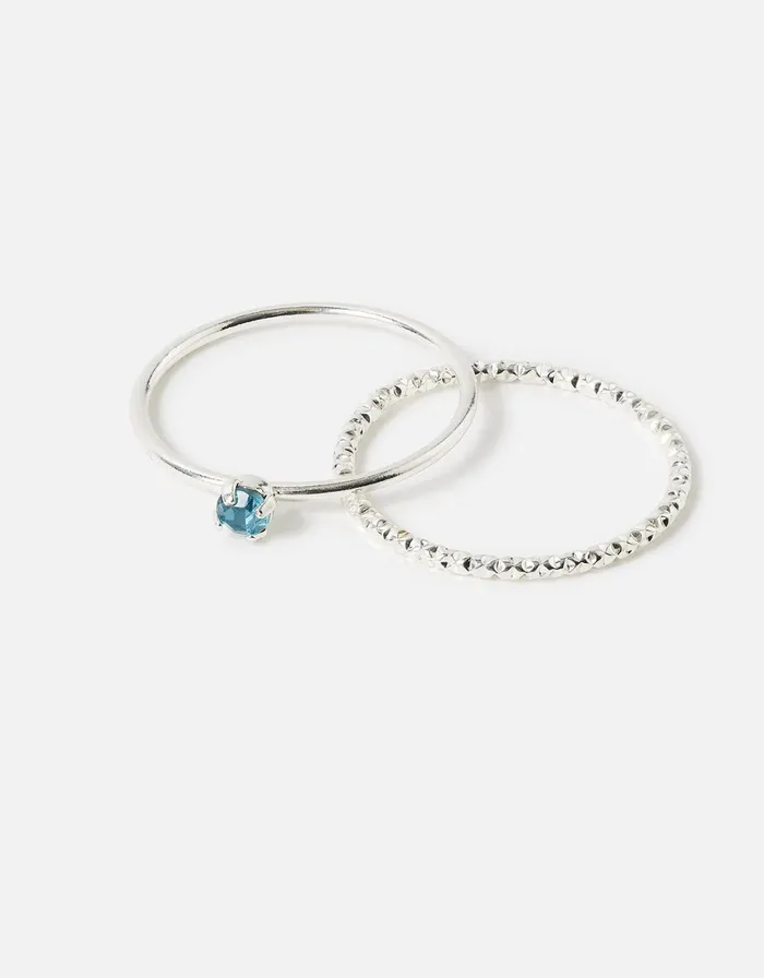 Accessorize Crystal Ring Stacking Set Blue Blue Women Rings