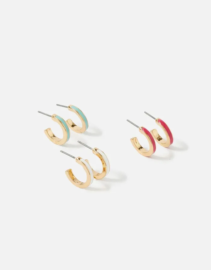 Accessorize Enamel Hoop Earring Set Women Earrings