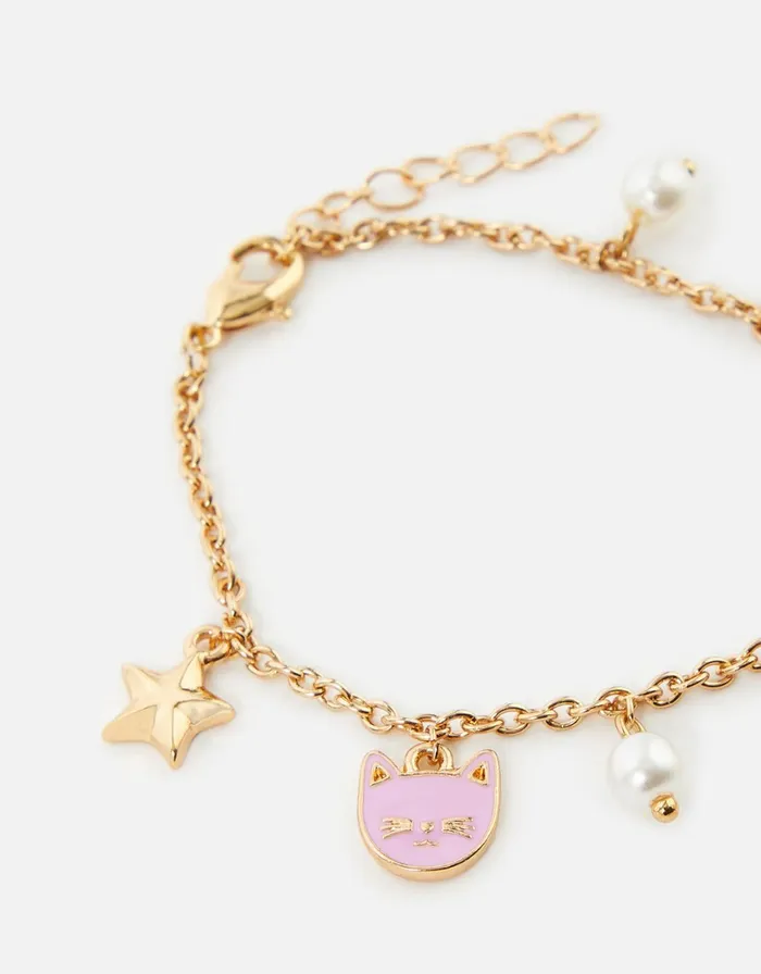 Accessorize Girls Cool Cats Charm Bracelet Girls Jewellery