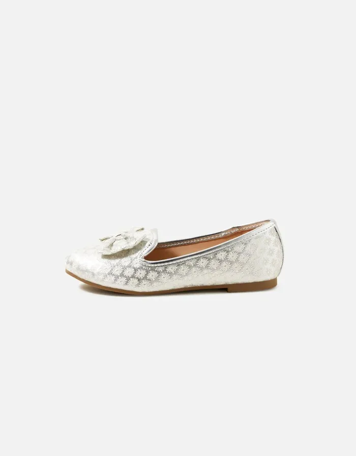 Accessorize Girls Jacquard Bow Slipper Shoes Natural Ivory Girls Shoes