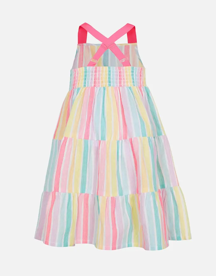 Accessorize Girls Rainbow Stripe Tiered Dress Multi Brightsmulti Girls Dresses
