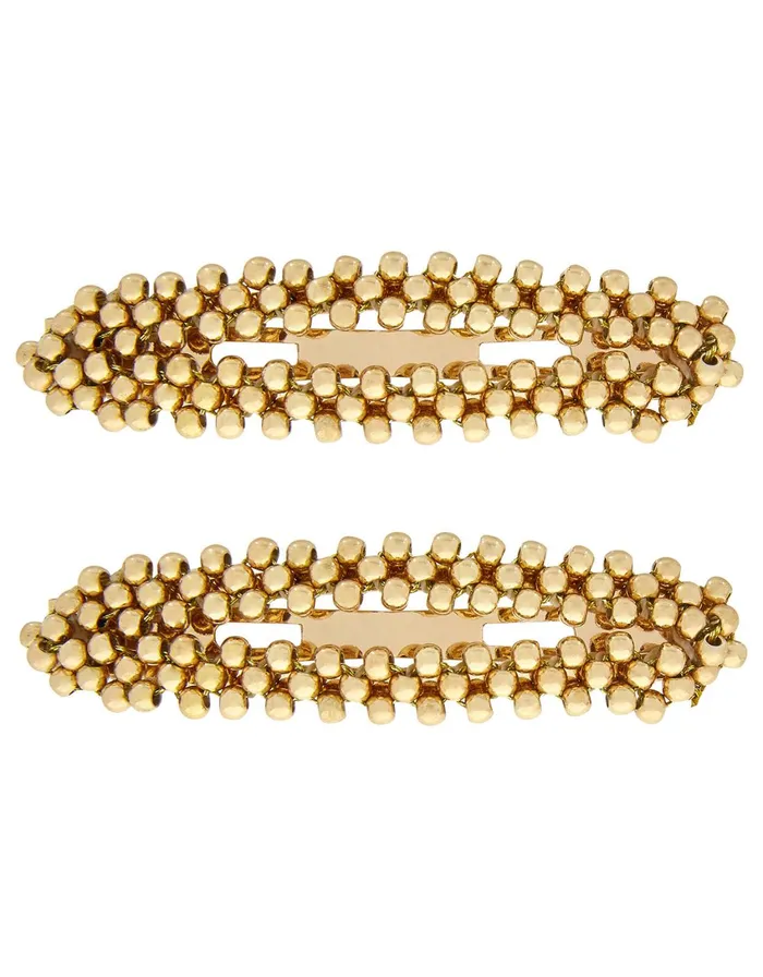 Accessorize Gold Beaded Snap Hair Clips Women Hair Accessories