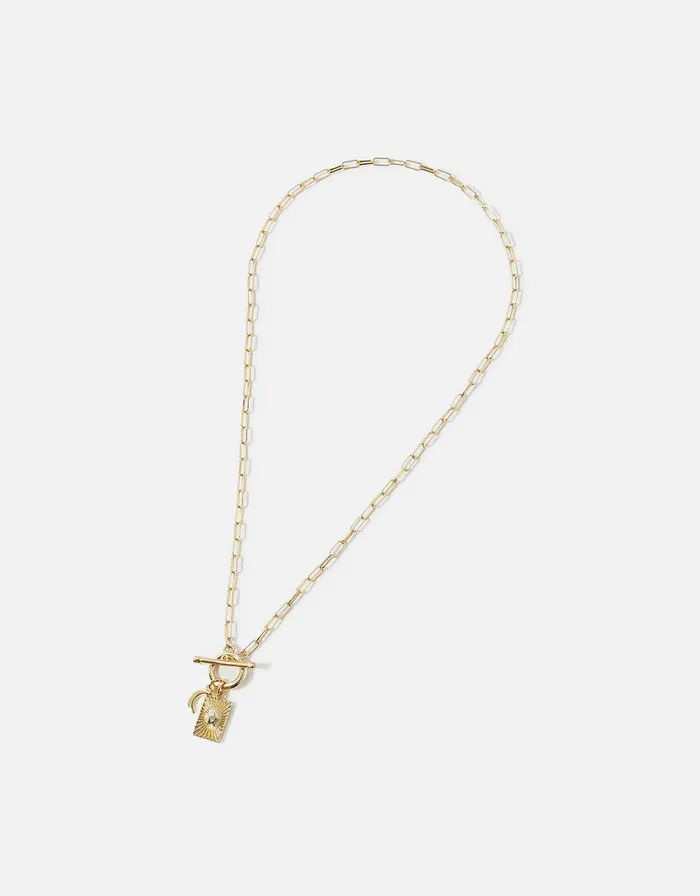 Accessorize GoldPlated Charm Celestial TBar Necklace Women Necklaces