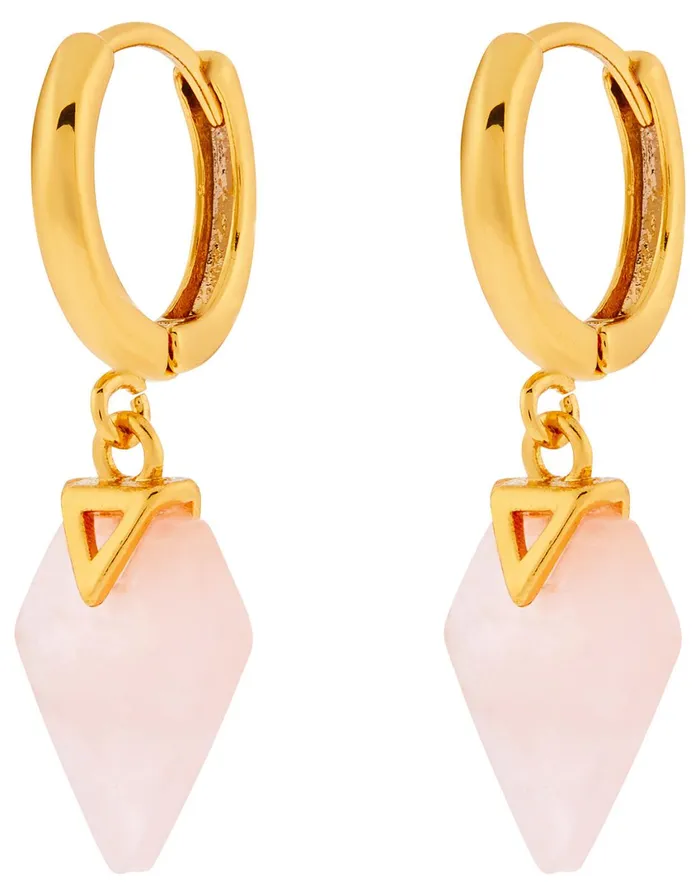 Accessorize GoldPlated Healing Stone Hoops 8211 Rose Quartz Women Earrings