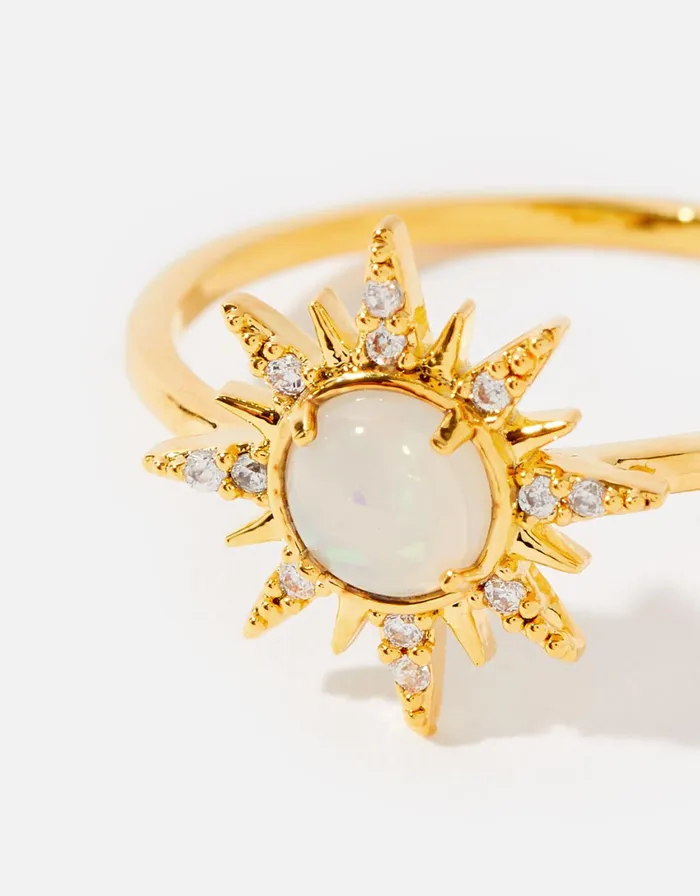 Accessorize GoldPlated Opal Starburst Ring Gold Gold Women Rings