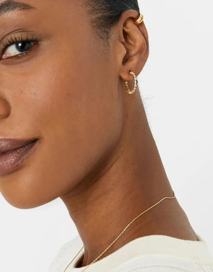Accessorize GoldPlated Pave Crystal Hoops Women Earrings