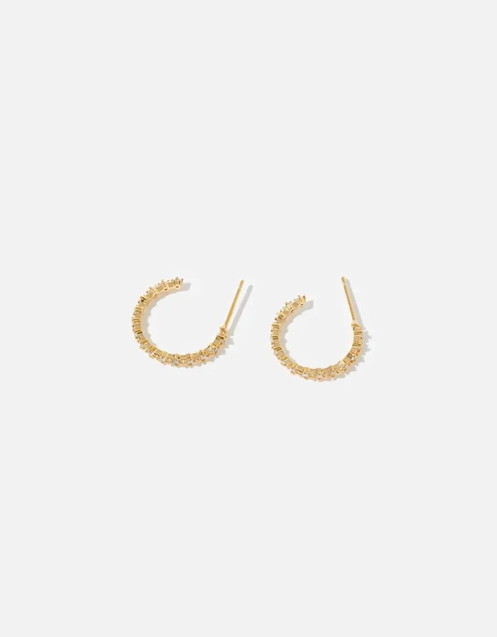 Accessorize GoldPlated Pave Crystal Hoops Women Earrings