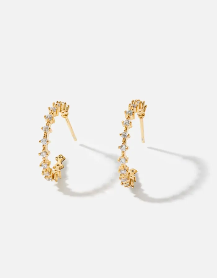 Accessorize GoldPlated Pave Crystal Hoops Women Earrings