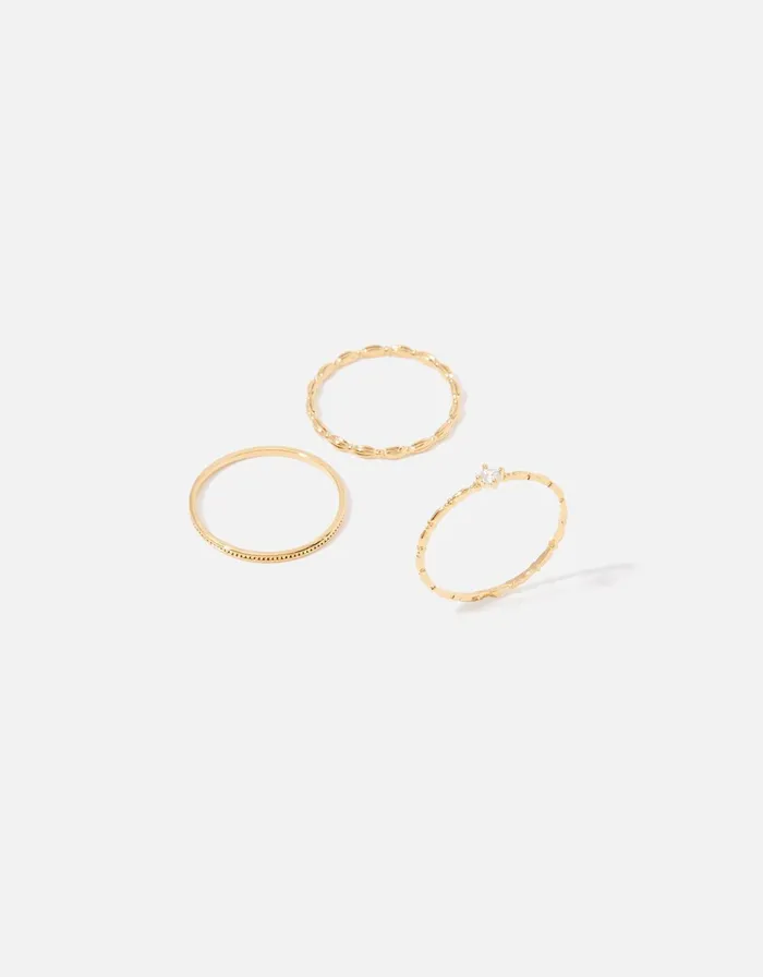 Accessorize GoldPlated Sparkle Delicate Stacking Ring Set Gold Gold Women Rings