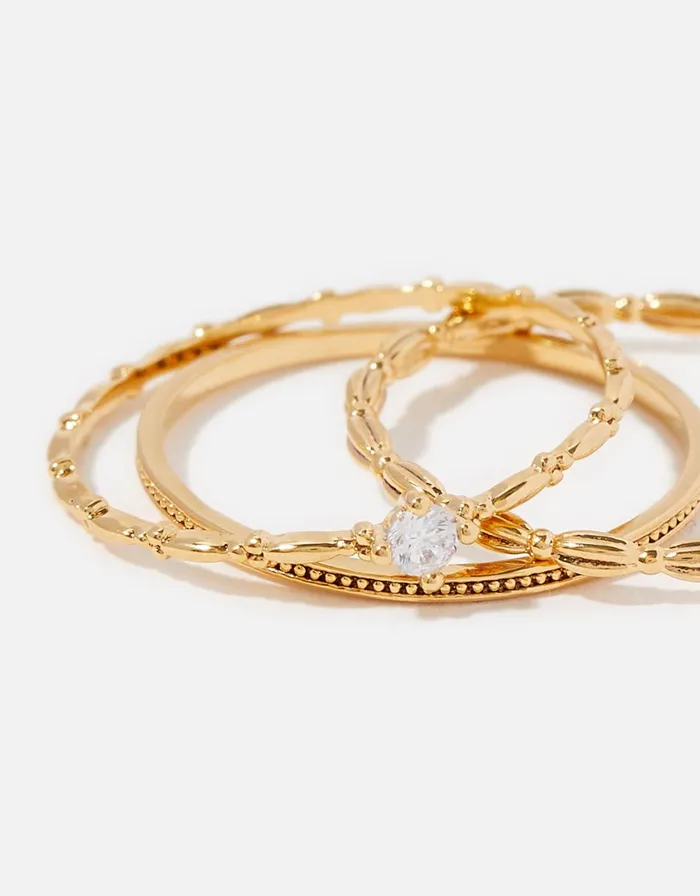 Accessorize GoldPlated Sparkle Delicate Stacking Ring Set Gold Gold Women Rings