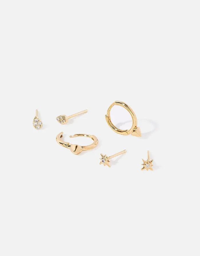Accessorize GoldPlated Sparkle Stud And Hoop Earring Set Women Earrings