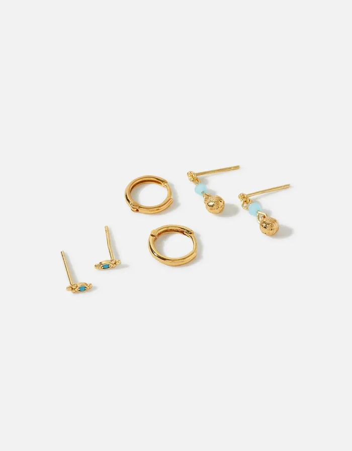 Accessorize GoldPlated Turquoise Earring Set Women Earrings
