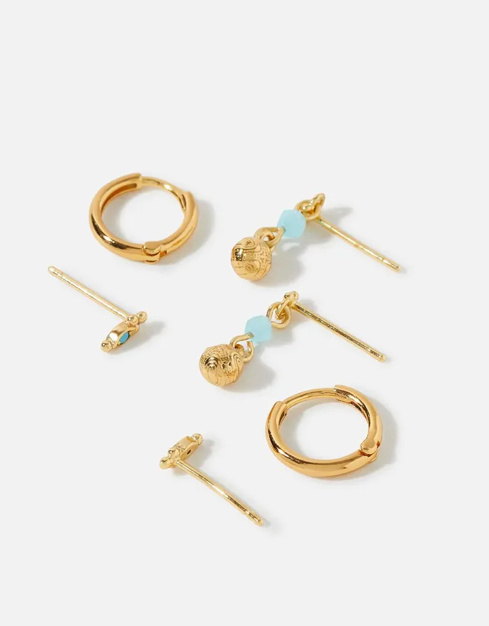 Accessorize GoldPlated Turquoise Earring Set Women Earrings