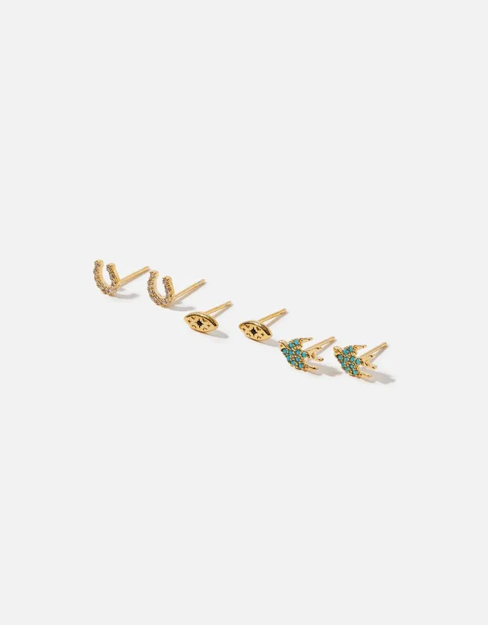 Accessorize GoldPlated Vintage Swallow Stud Set Women Earrings