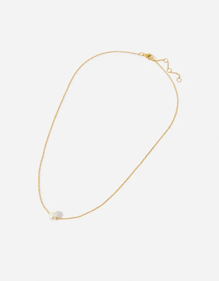 Accessorize Gold Vermeil Single Pearl Necklace Women Necklaces