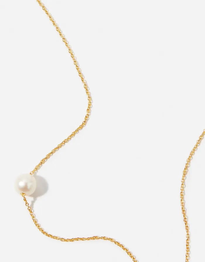 Accessorize Gold Vermeil Single Pearl Necklace Women Necklaces