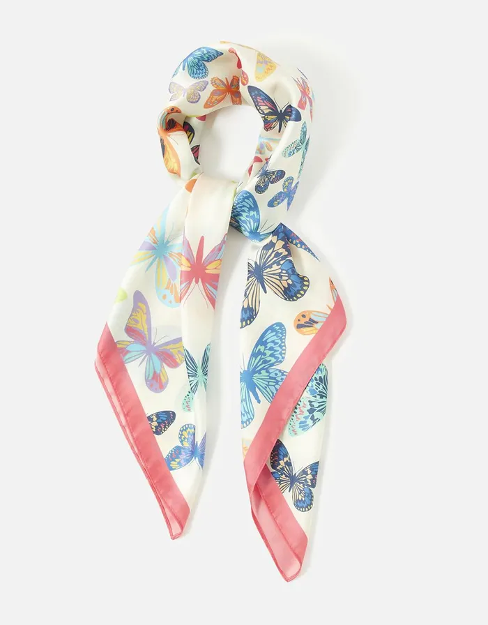 Accessorize Jasmine Butterfly Large Satin Square Scarf Women Scarves