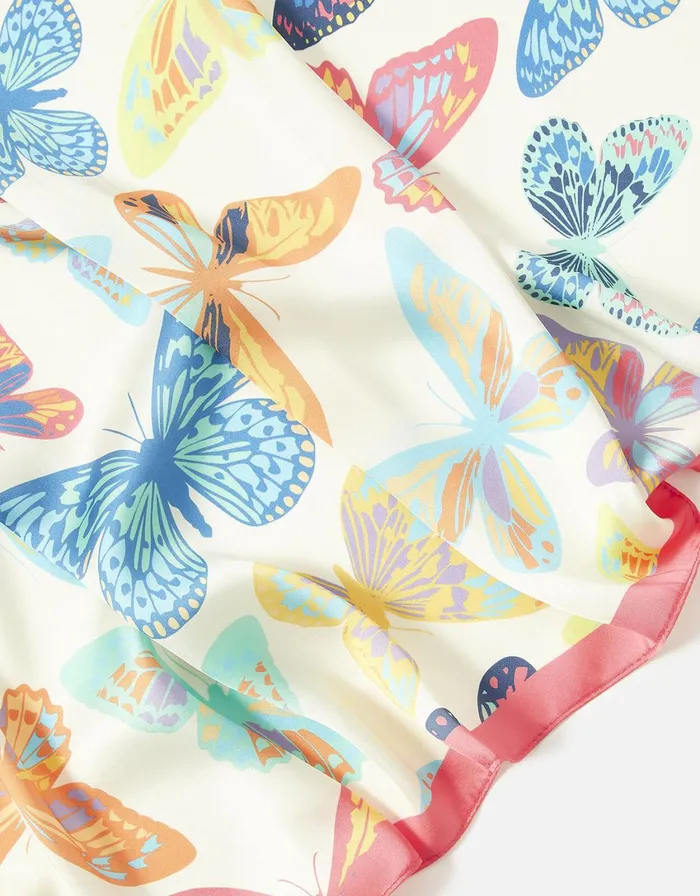 Accessorize Jasmine Butterfly Large Satin Square Scarf Women Scarves