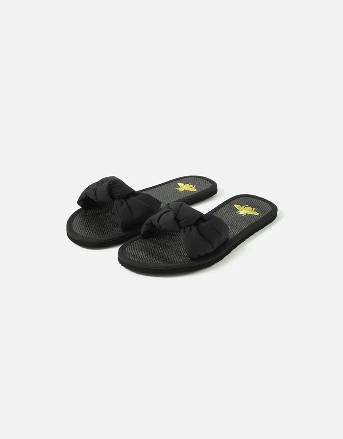 Accessorize Knot Embroidered Bee Seagrass Sandals Black Black Women Sandals and Flip Flops