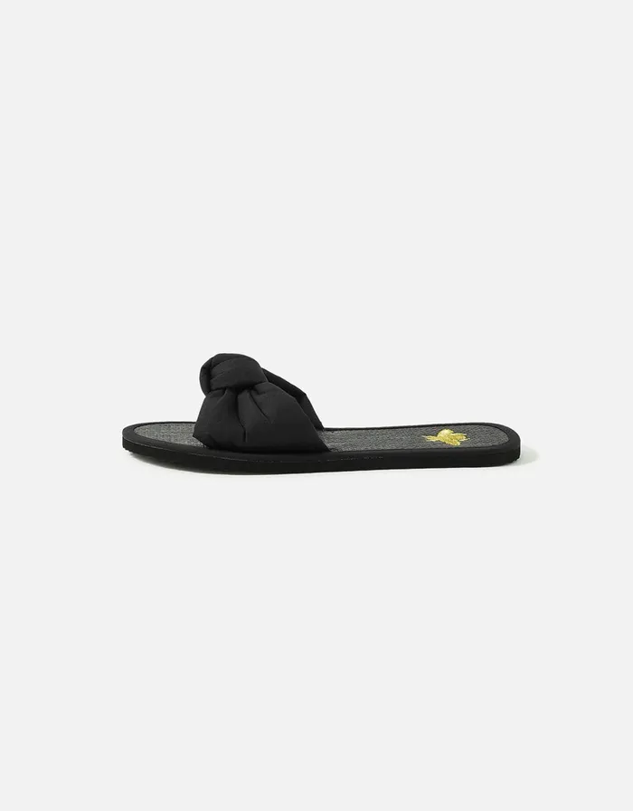 Accessorize Knot Embroidered Bee Seagrass Sandals Black Black Women Sandals and Flip Flops