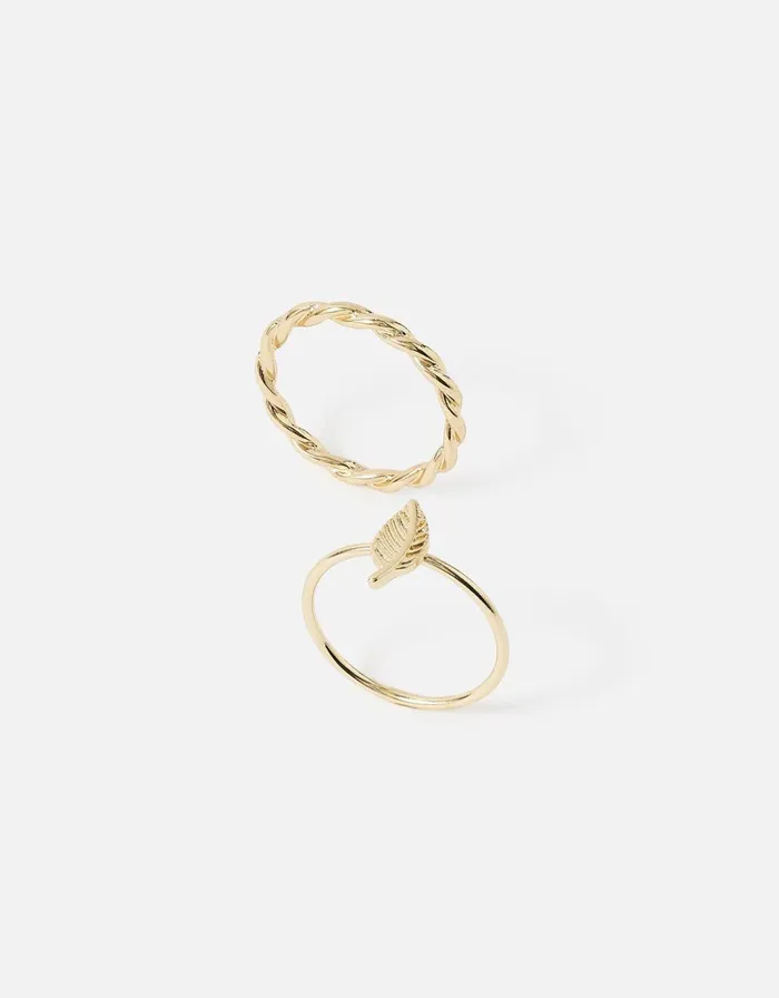 Accessorize Leaf Twist Band Ring Twinset Gold Gold Women Rings