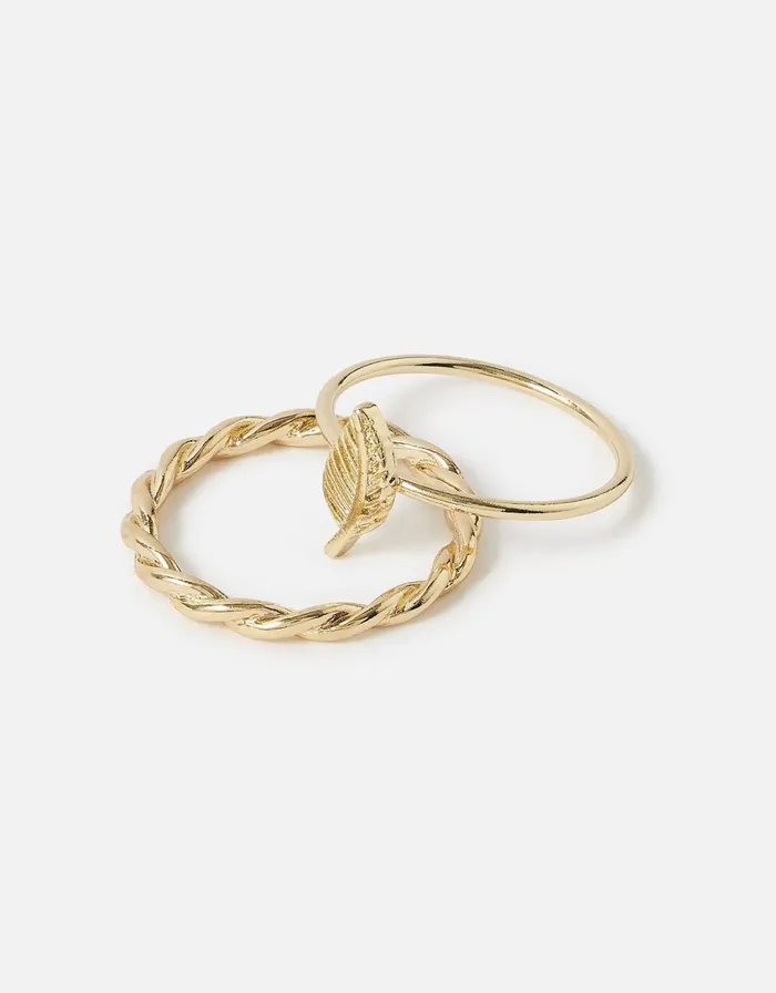 Accessorize Leaf Twist Band Ring Twinset Gold Gold Women Rings