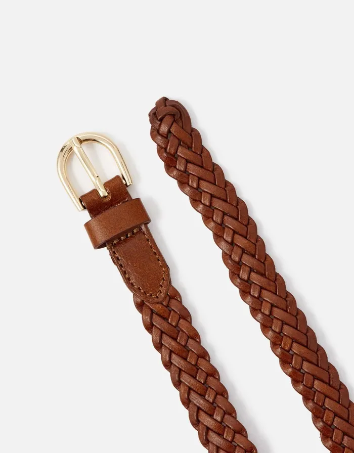 Accessorize Leather Plaited Belt Tan Tan Women Belts