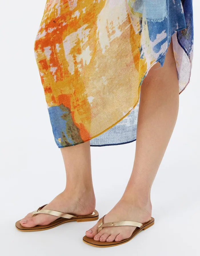 Accessorize Leather Toe Thong Sandals Gold Gold Women Sandals and Flip Flops