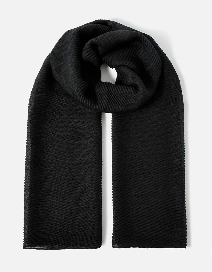 Accessorize Lightweight Pleat Scarf Black Black Women Scarves
