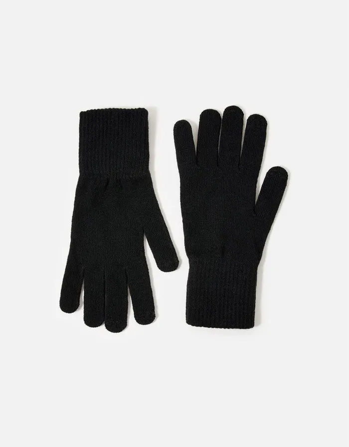 Accessorize Long Cuff Touchscreen Gloves Black Black Women Gloves