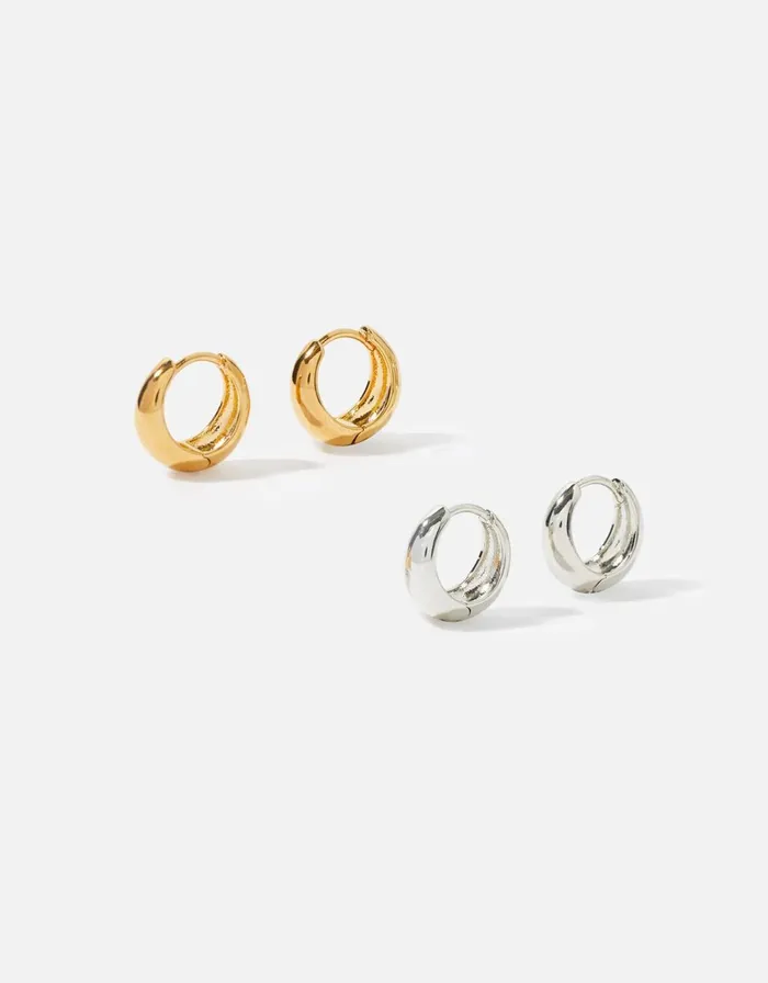 Accessorize Mixed Plate Chubby Huggie Hoops Women Earrings