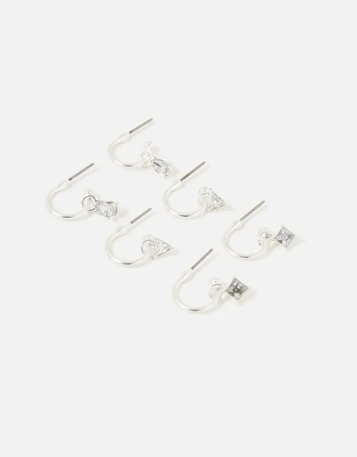 Accessorize Mixed Shape Gem Huggie Hoop Set Women Earrings